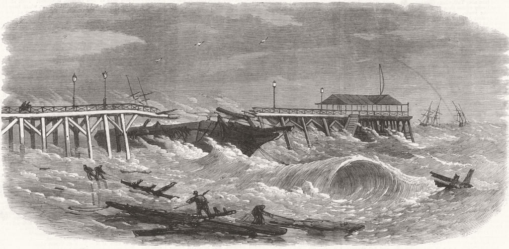 NORFOLK. Wreck at Britannia Pier, Yarmouth 1868 old antique print picture